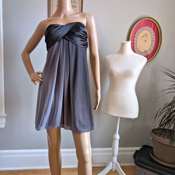 Vintage Y2K XSCAPE Mini Dress Ombre Glitter Strapless Whimsygoth Size 4 - Picture 2 of 12